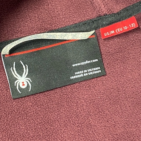 Spyder Leggy Femme Mid Weight Stryke Fleece Medium Maroon Full Zip Hooded 868264 - Picture 9 of 10